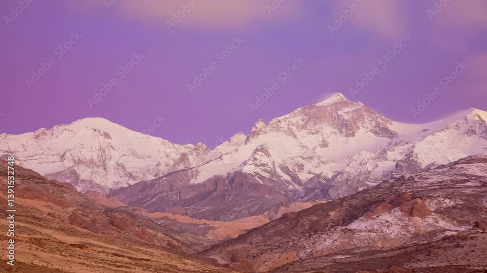 Himalayan Majesty: Snow-Capped Peaks and Colorful Foothills at Sunset Himalayan Majesty: Snow-Capped Peaks and Colorful Foothills at Sunset