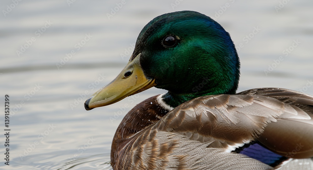 Obraz premium Close Up of Black and White Duck with Natural Side Lighting