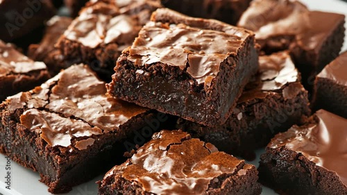Deliciously fudgy chocolate brownies arranged on a white platter for a dessert treat at a home gathering