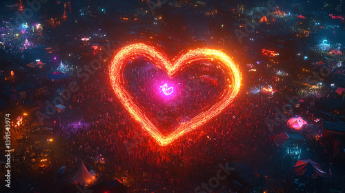 Music Festival Vibrant Grounds Neon Festiva Heart