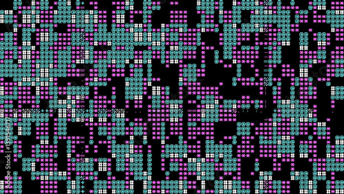 Abstract Pixel Art 8 bit background with colorful ASCII Geometric Patterns