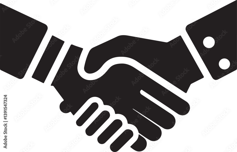 Silhouette vector of an endorsement handshake symbolizing approval, trust, agreement, business deal, support, and mutual professional understanding. Silhouette vector of an endorsement handshake symbolizing approval, trust, agreement, business deal, support, and mutual professional understanding.