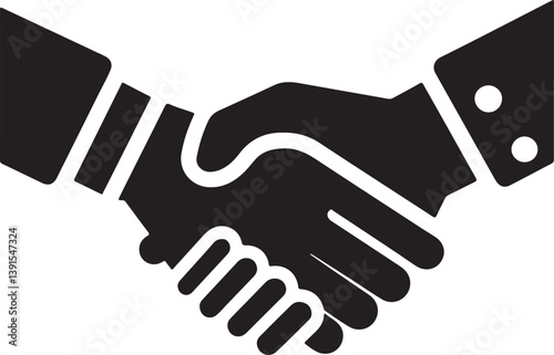 Silhouette vector of an endorsement handshake symbolizing approval, trust, agreement, business deal, support, and mutual professional understanding.