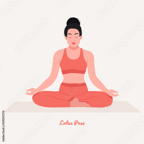 Lotus pose. Young woman practicing Yoga pose. Woman workout fitness, aerobic and exercise