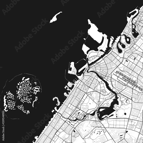 Photography Barcelona, Spain vector map with beach, highways and streets