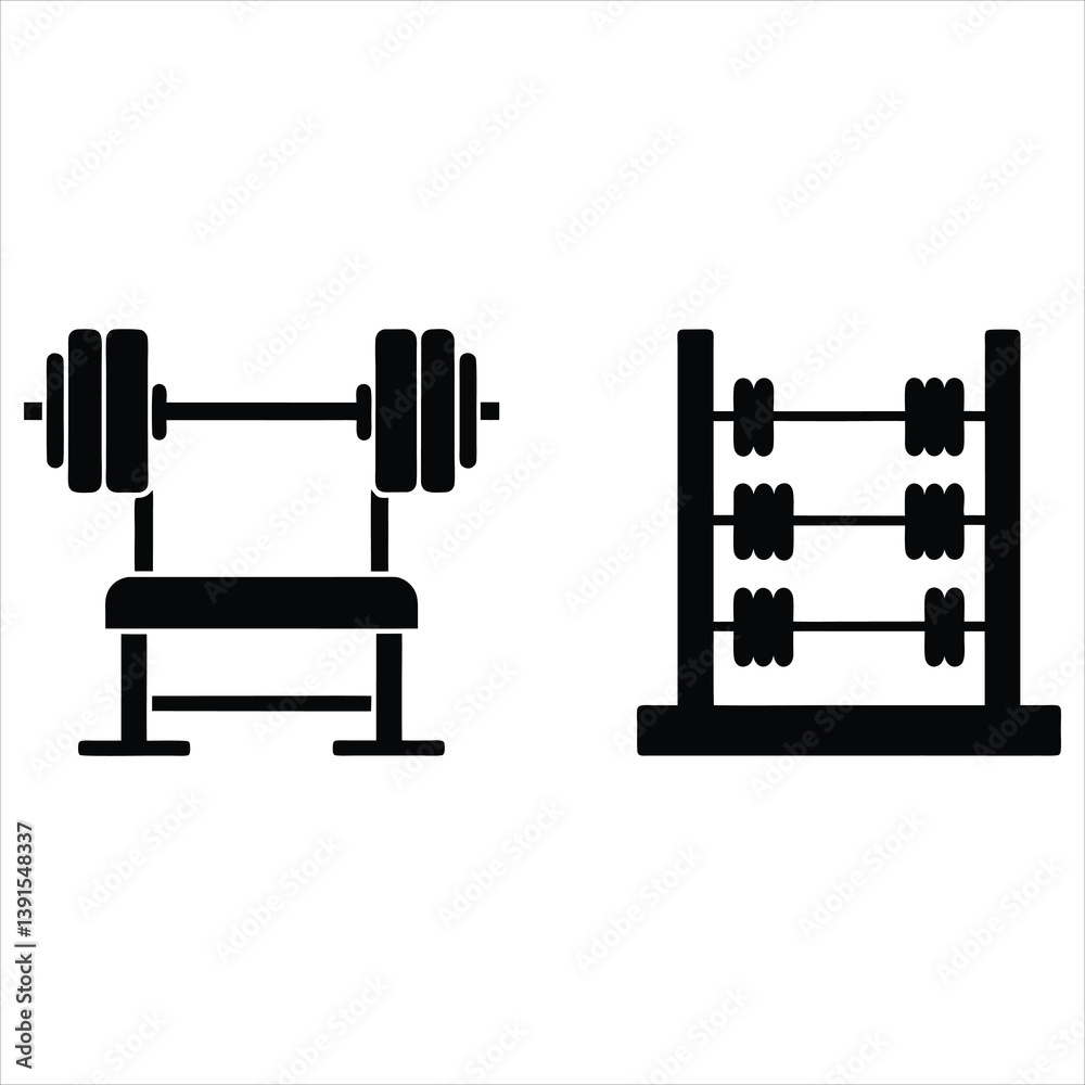 set of silhouettes of Dumbbell Rack set of silhouettes of Dumbbell Rack