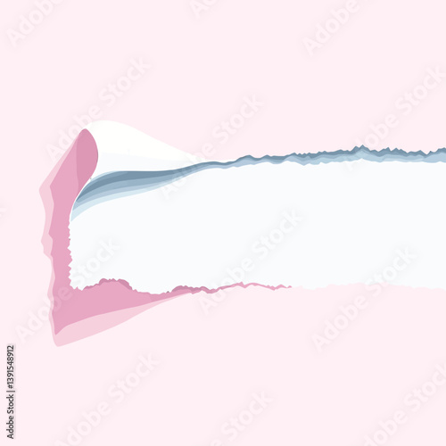 Vsai rolled up torn paper creating copy space on pink background