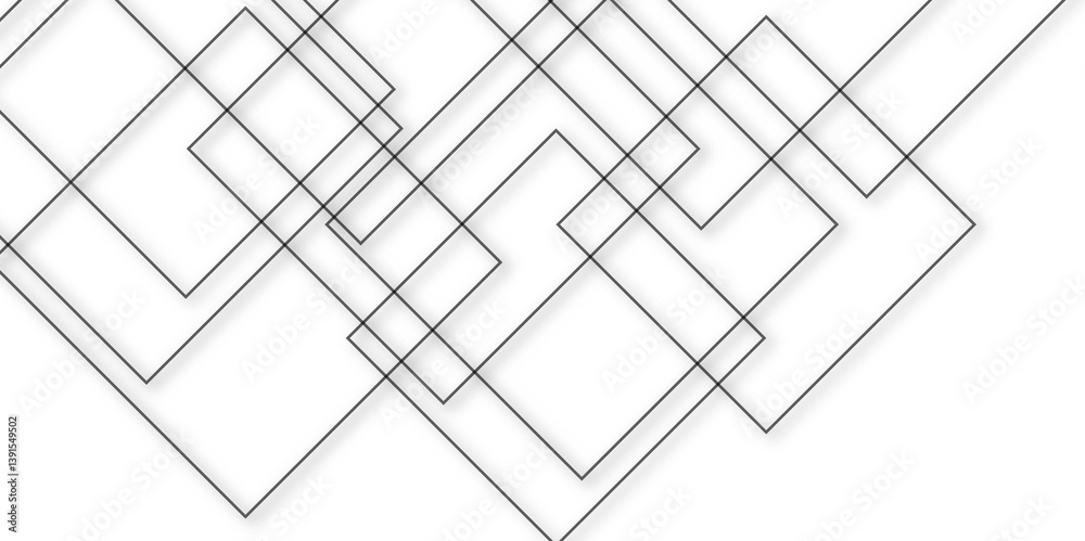 Abstract white background with black geometric square lines. Square shape backdrop with shadow effect. Modern technology background. Abstract white background with black geometric square lines. Square shape backdrop with shadow effect. Modern technology background.