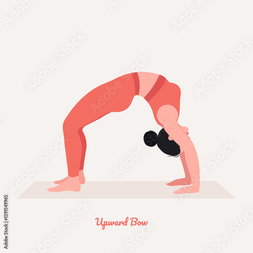 Upward Bow pose. Young woman practicing Yoga pose. Woman workout fitness, aerobic and exercise