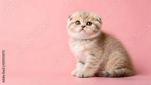 british kitten on pink background