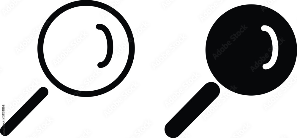 search icon magnifying glass vector sign isolated on white background. search icon magnifying glass vector sign isolated on white background.