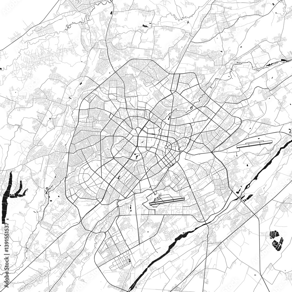 Fototapeta premium Tashkent, Uzbekistan vector map with beach, highways and streets