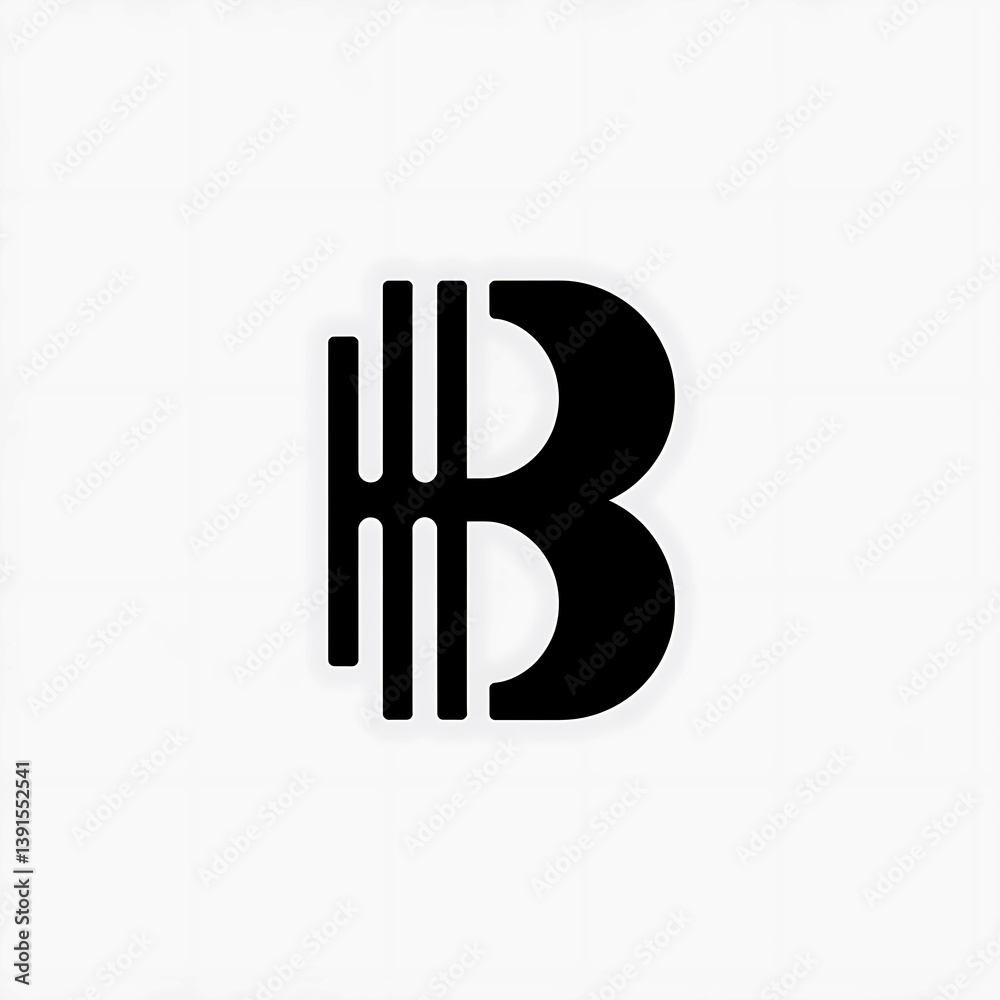 Fototapeta premium Modern Minimalist 'B' Icon with Vertical Line Design