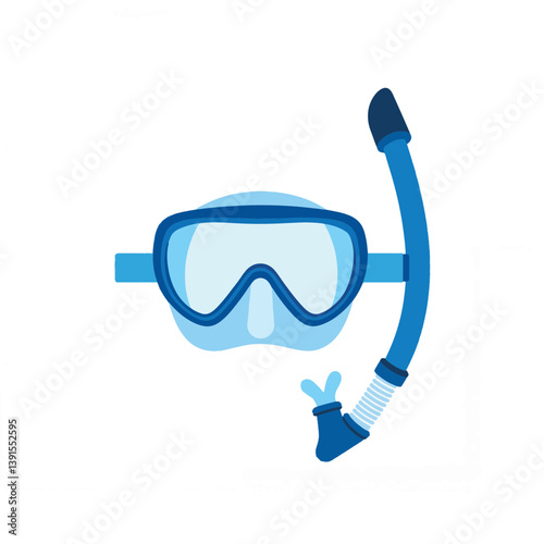 Colorful snorkeling mask and snorkel set on white background, aquatic adventure