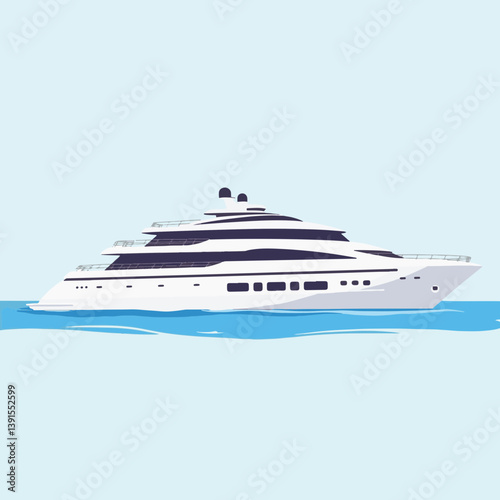 Sleek modern cruise ship gliding on azure sea, luxury travel concept