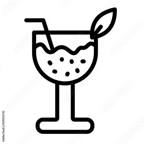 Green Smoothie Vector Line Icon Design