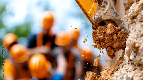 Wallpaper Mural Excavator excavating earth at construction site Torontodigital.ca