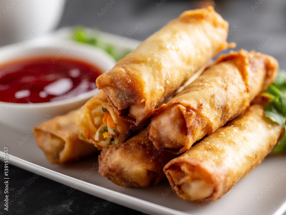 fried spring rolls with dipping sauce, fried spring rolls with dipping sauce,