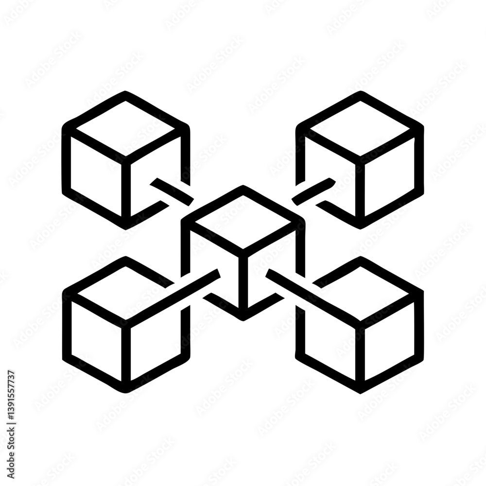 Blockchain technology network connection concept with cube nodes and lines vector illustration Blockchain technology network connection concept with cube nodes and lines vector illustration