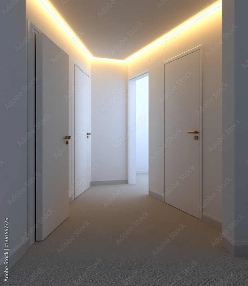 Modern hallway with recessed lighting Modern hallway with recessed lighting