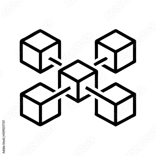 Blockchain technology network connection concept with cube nodes and lines vector illustration