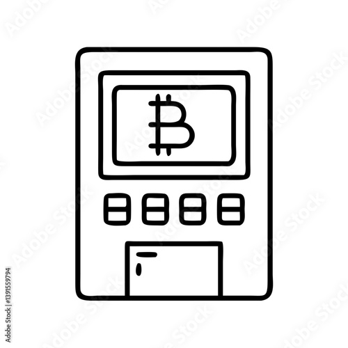 Bitcoin atm machine vector illustration for cryptocurrency and blockchain financial technology 