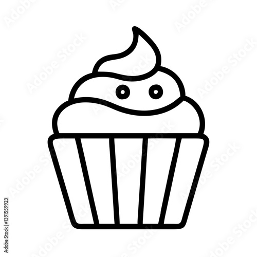 Cupcake outline vector drawing illustration delicious dessert bakery sweet treat design element clip art image