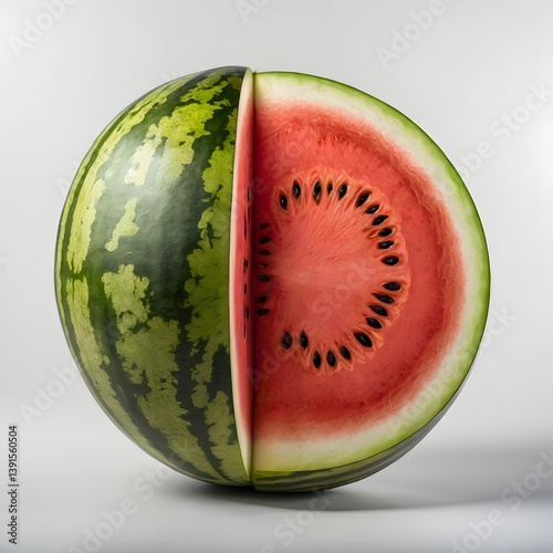 Half of a watermelon, isolated, bright colors, pure white background