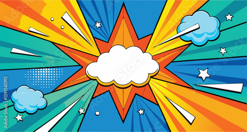 Colorful Comic Book Explosion Background Design Template