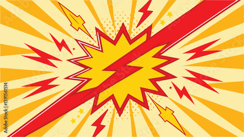Comic Book Explosion Dynamic Red Yellow Burst Power Impact