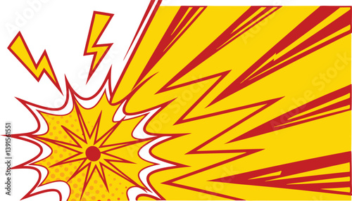 Comic Book Explosion, Dynamic Yellow Red Burst, Power Impact