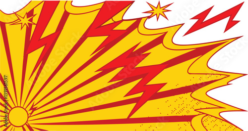 Comic Book Explosion Red Yellow Sunburst Power Blast Rays