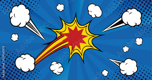 Dynamic Comic Book Explosion Pop Art Style, Blast, Pow, Zoom