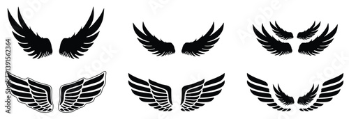 Wings Vector set. Wings for heraldry, tattoos, logos.