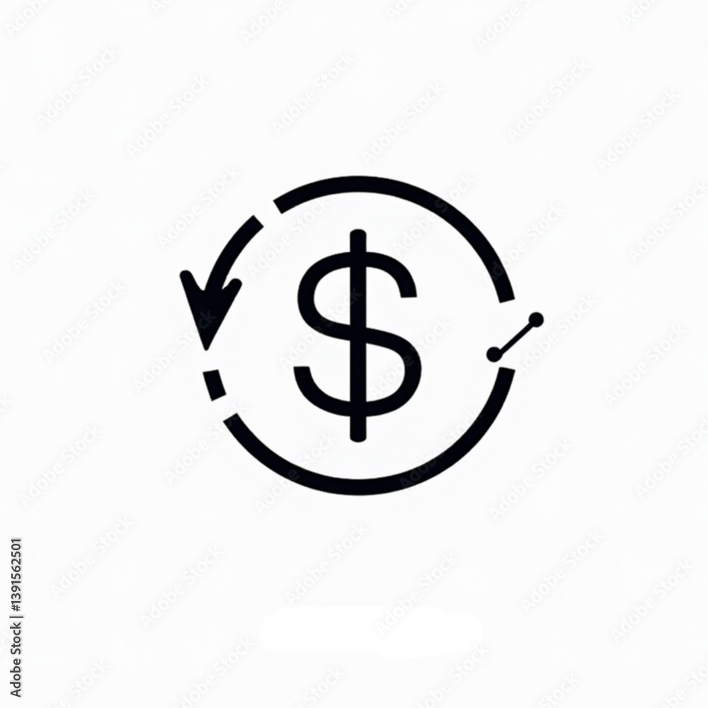 Dollar icon in a Circle with an Arrow Dollar icon in a Circle with an Arrow