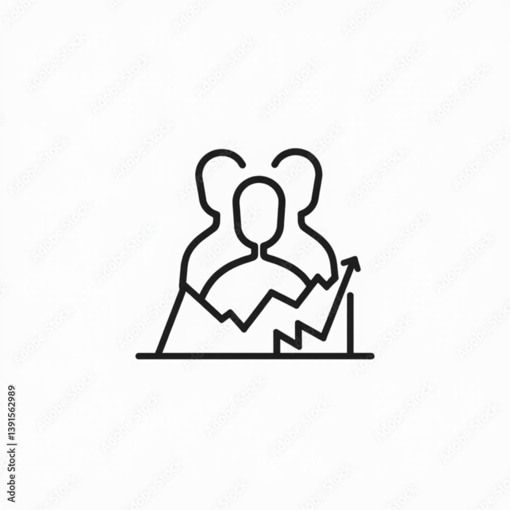 A Team Member Icon with a Performance Chart A Team Member Icon with a Performance Chart