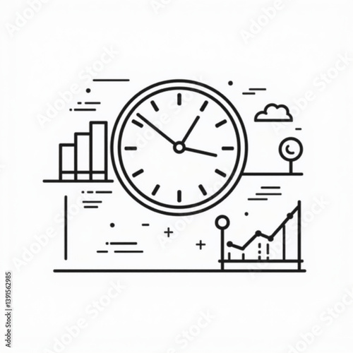 Clock Icon with Analytical Elements