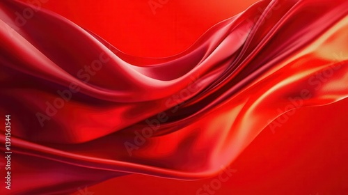 An illustration of a red background with red cloth flowing in the air