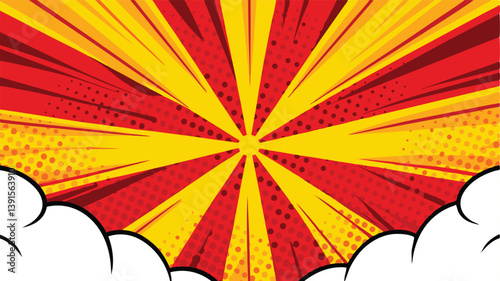 Comic Book Explosion Red Yellow Radial Burst Background Design