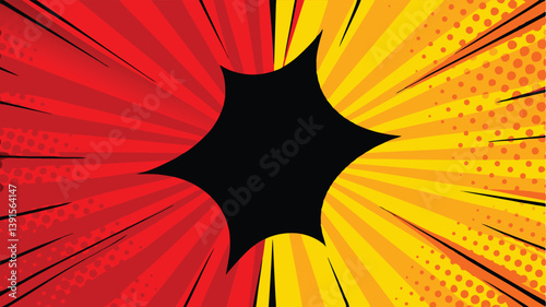 Comic Book Style Red Yellow Burst Explosion Impact Background