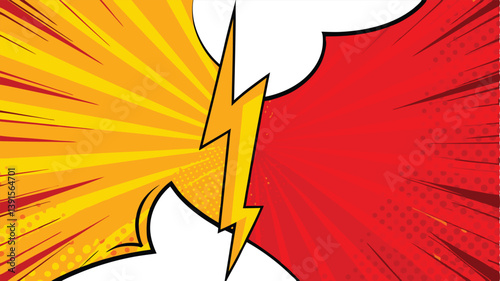 Comic Book Style Clash Red vs Yellow Power Burst Explosion