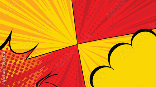 Comic Book Style Background, Red Yellow Pop Art Design