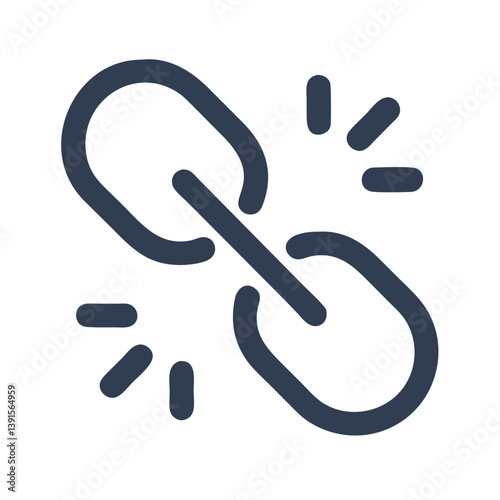 Broken Link Symbol for Disconnection or Error Icon Design