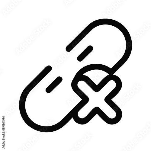 Broken Link Symbol for Disconnection or Error Icon Design