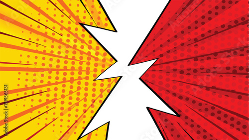 Clashing Comic Book Action Red and Yellow Power Burst