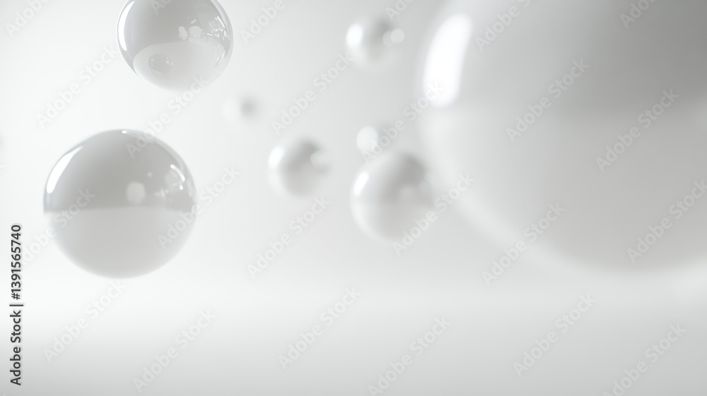 Obraz premium Floating White Spheres By Generated AI