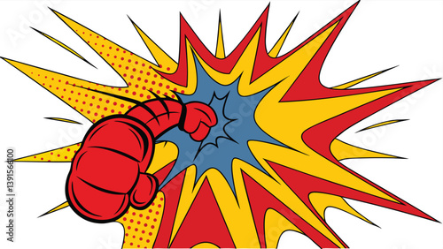 Powerful Punch Comic Book Style Impact Explosion Art