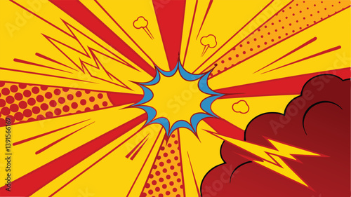 Dynamic Comic Book Explosion Background Red, Yellow, Action