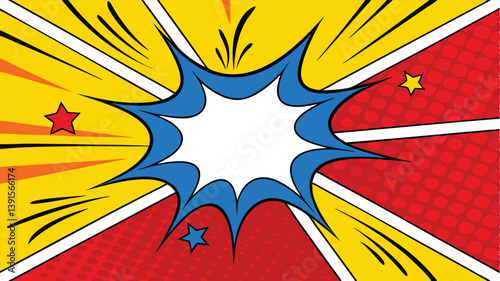 Comic Book Pop Art Explosion Background Design Template