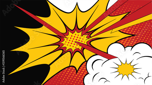 Comic Book Explosion Pop Art Style, Dynamic Yellow, Red, Black